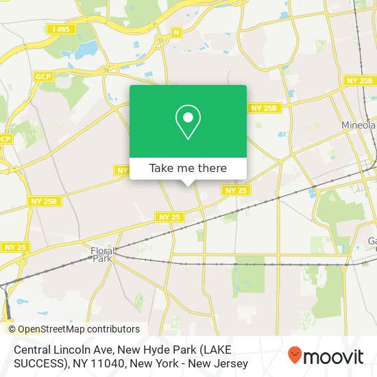 Mapa de Central Lincoln Ave, New Hyde Park (LAKE SUCCESS), NY 11040