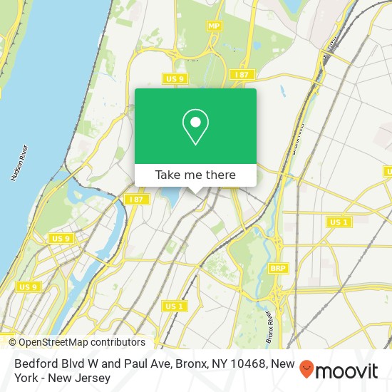 Mapa de Bedford Blvd W and Paul Ave, Bronx, NY 10468