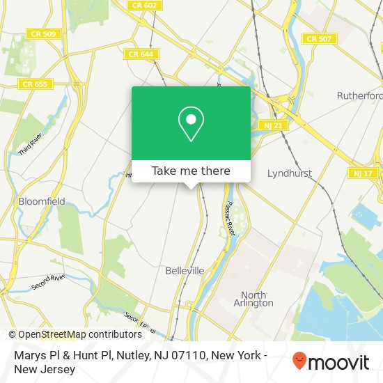 Mapa de Marys Pl & Hunt Pl, Nutley, NJ 07110