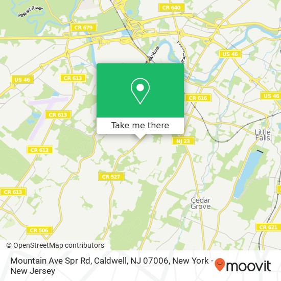 Mapa de Mountain Ave Spr Rd, Caldwell, NJ 07006
