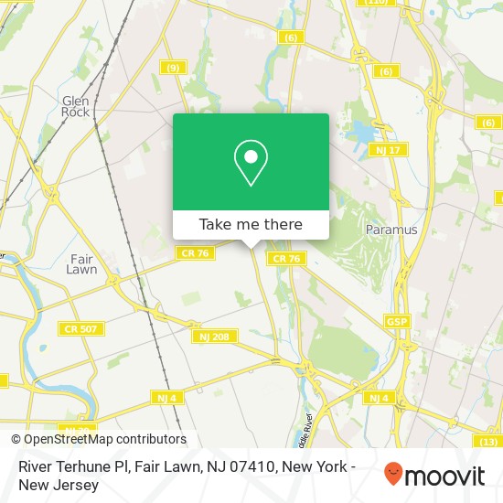 Mapa de River Terhune Pl, Fair Lawn, NJ 07410
