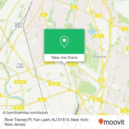 Mapa de River Tierney Pl, Fair Lawn, NJ 07410