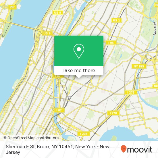Mapa de Sherman E St, Bronx, NY 10451
