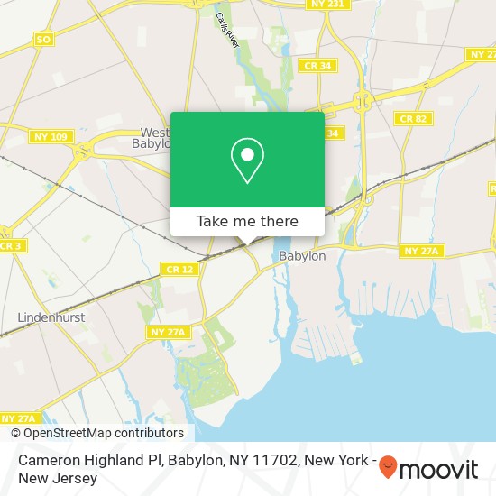Cameron Highland Pl, Babylon, NY 11702 map