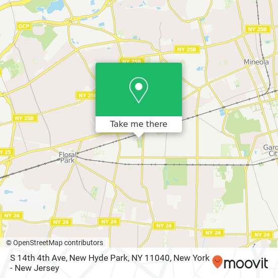 Mapa de S 14th 4th Ave, New Hyde Park, NY 11040