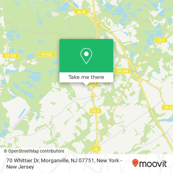 Mapa de 70 Whittier Dr, Morganville, NJ 07751