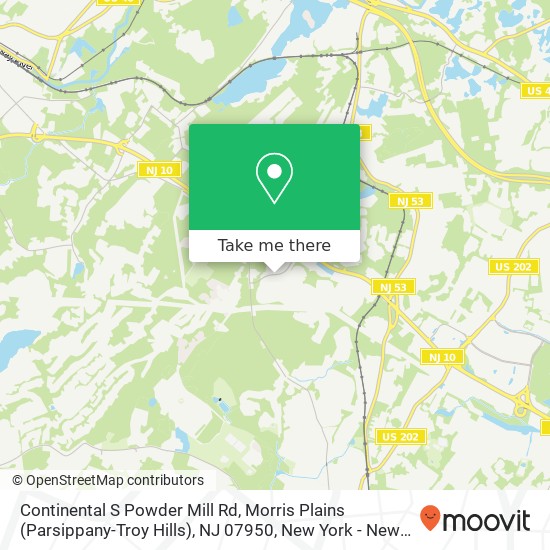 Mapa de Continental S Powder Mill Rd, Morris Plains (Parsippany-Troy Hills), NJ 07950