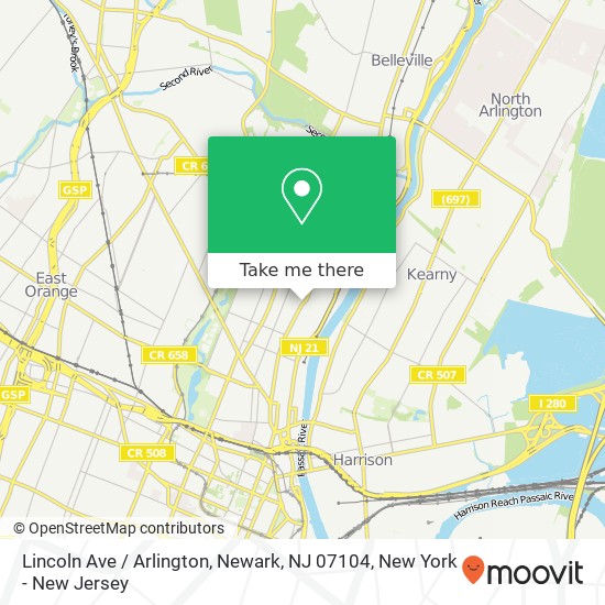 Mapa de Lincoln Ave / Arlington, Newark, NJ 07104