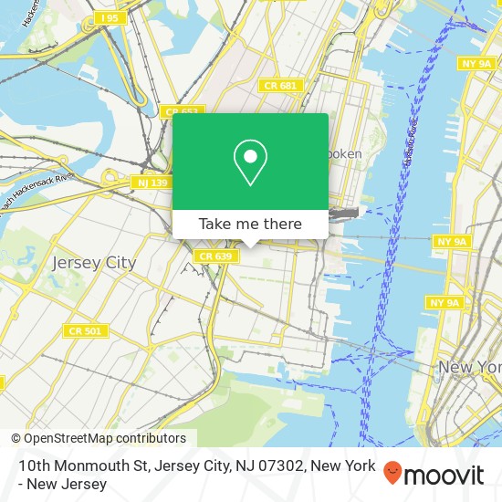 Mapa de 10th Monmouth St, Jersey City, NJ 07302