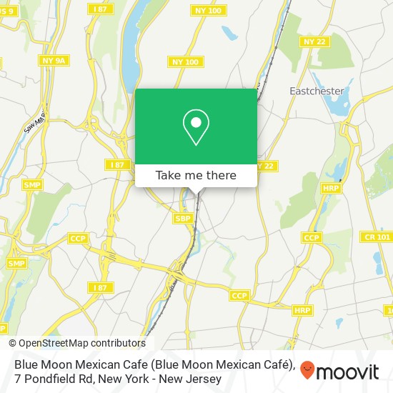 Mapa de Blue Moon Mexican Cafe (Blue Moon Mexican Café), 7 Pondfield Rd
