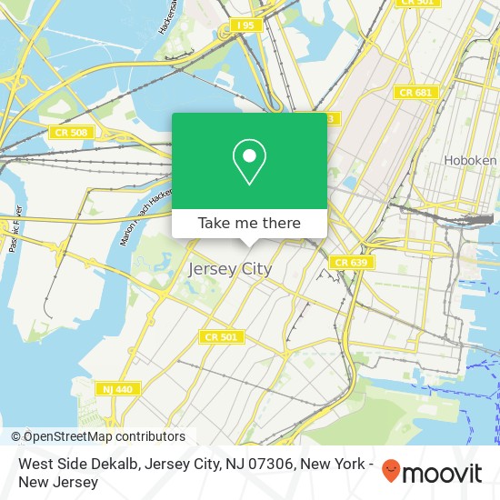 Mapa de West Side Dekalb, Jersey City, NJ 07306