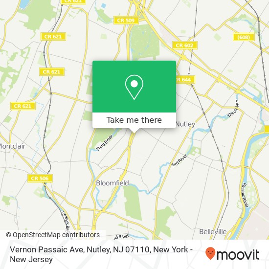 Mapa de Vernon Passaic Ave, Nutley, NJ 07110