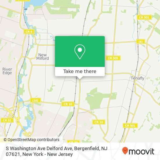 Mapa de S Washington Ave Delford Ave, Bergenfield, NJ 07621
