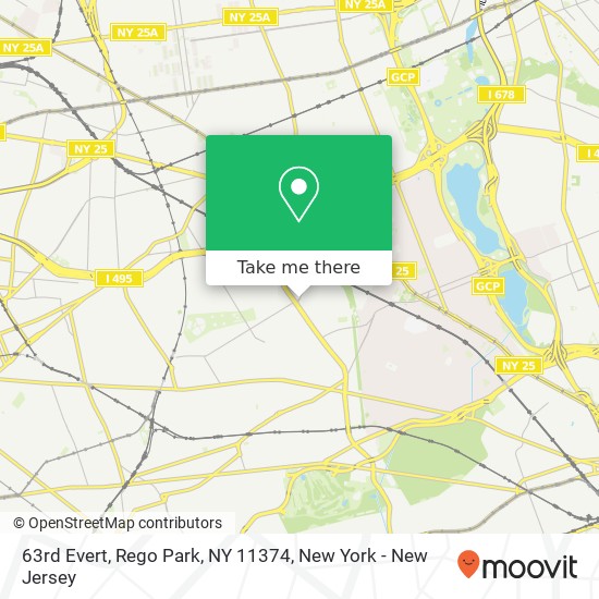 Mapa de 63rd Evert, Rego Park, NY 11374