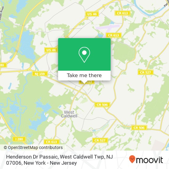 Mapa de Henderson Dr Passaic, West Caldwell Twp, NJ 07006