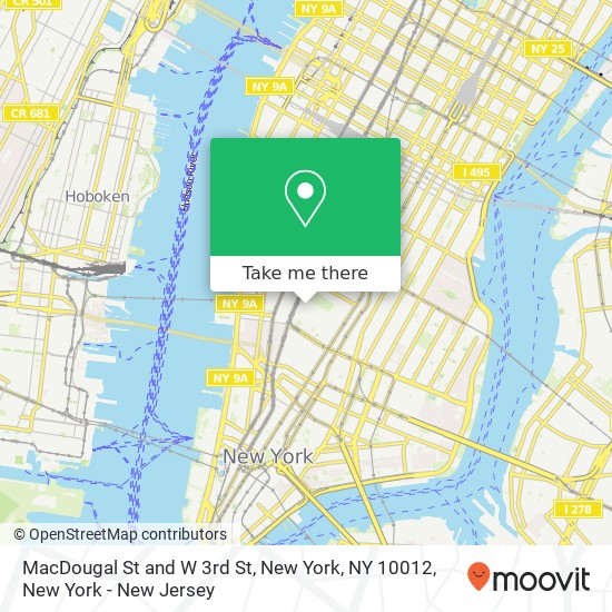 MacDougal St and W 3rd St, New York, NY 10012 map