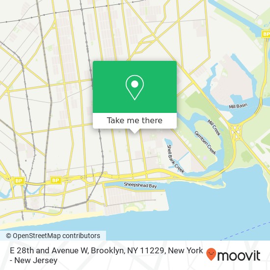 Mapa de E 28th and Avenue W, Brooklyn, NY 11229