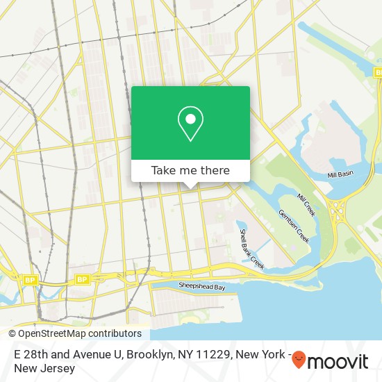 Mapa de E 28th and Avenue U, Brooklyn, NY 11229