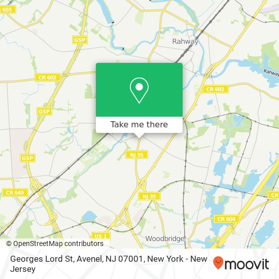 Mapa de Georges Lord St, Avenel, NJ 07001