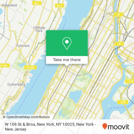 W 106 St & Broa, New York, NY 10025 map