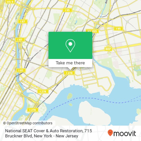 Mapa de National SEAT Cover & Auto Restoration, 715 Bruckner Blvd