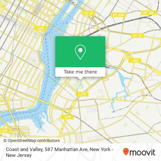 Coast and Valley, 587 Manhattan Ave map