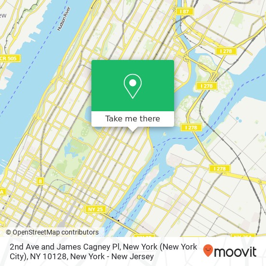 Mapa de 2nd Ave and James Cagney Pl, New York (New York City), NY 10128