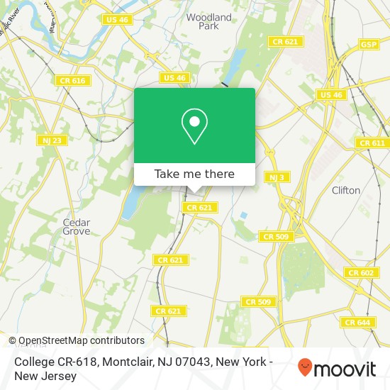 Mapa de College CR-618, Montclair, NJ 07043