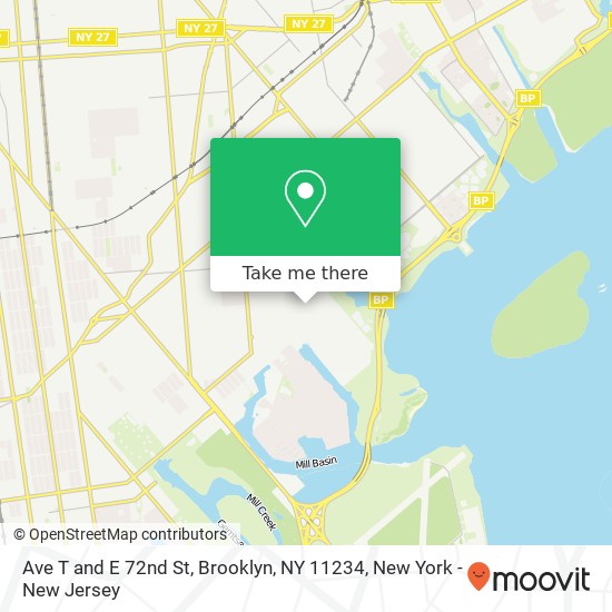 Mapa de Ave T and E 72nd St, Brooklyn, NY 11234
