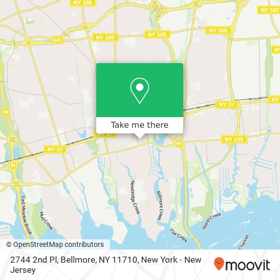 Mapa de 2744 2nd Pl, Bellmore, NY 11710