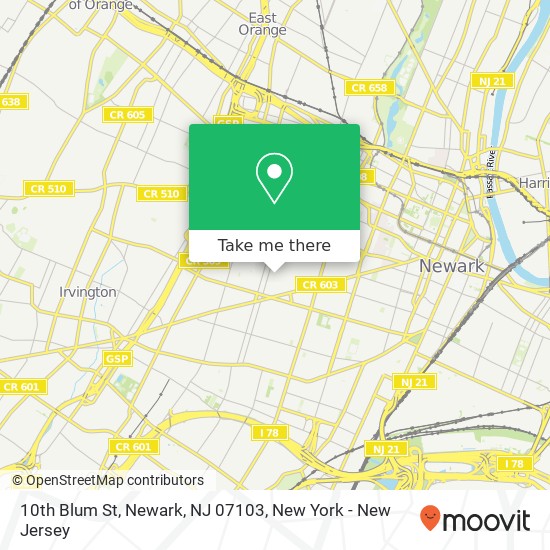 Mapa de 10th Blum St, Newark, NJ 07103