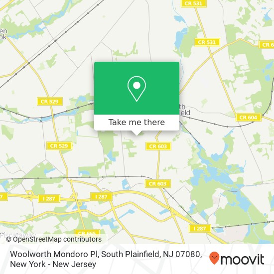 Mapa de Woolworth Mondoro Pl, South Plainfield, NJ 07080