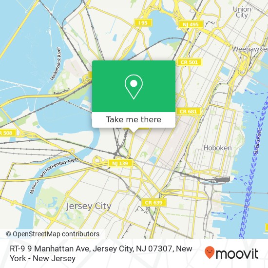 Mapa de RT-9 9 Manhattan Ave, Jersey City, NJ 07307
