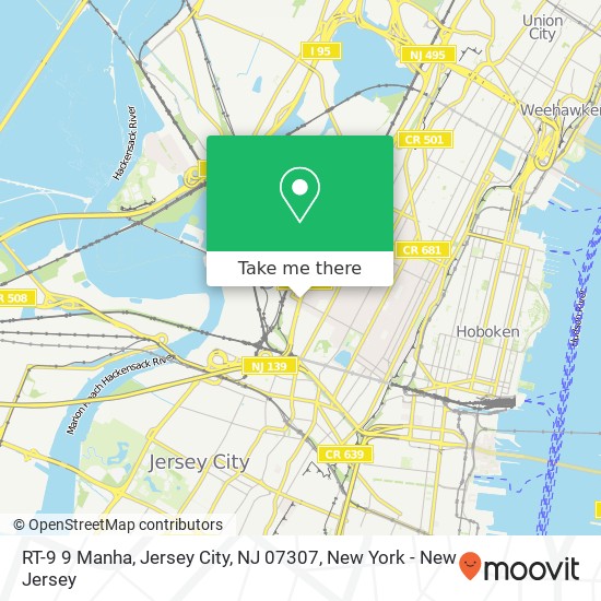 Mapa de RT-9 9 Manha, Jersey City, NJ 07307