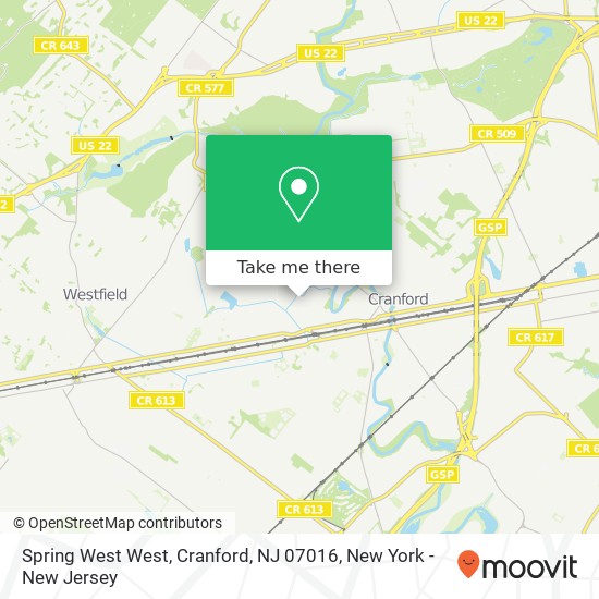 Mapa de Spring West West, Cranford, NJ 07016