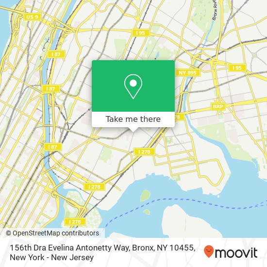 Mapa de 156th Dra Evelina Antonetty Way, Bronx, NY 10455