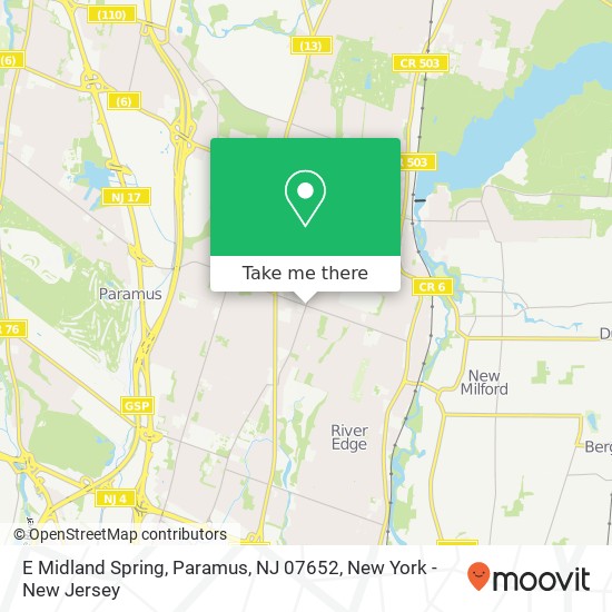 Mapa de E Midland Spring, Paramus, NJ 07652