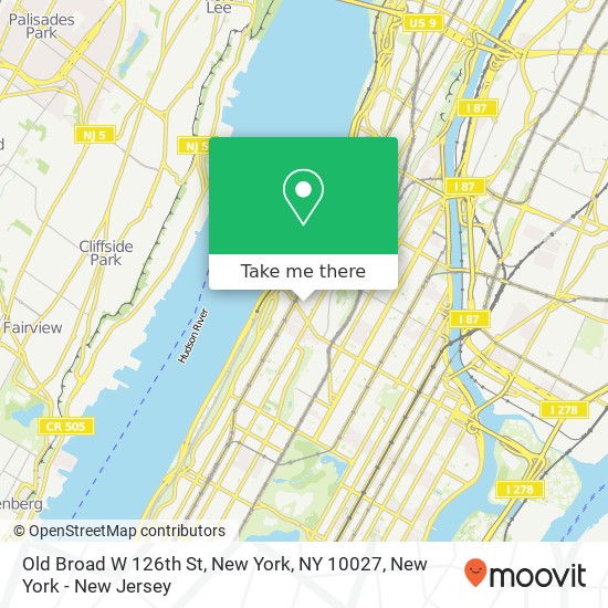 Mapa de Old Broad W 126th St, New York, NY 10027