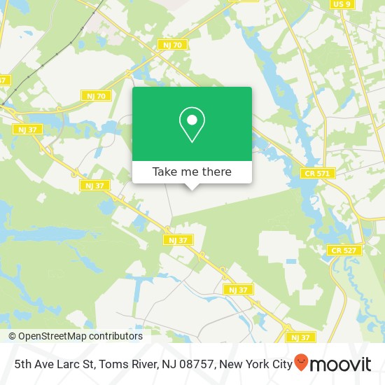 Mapa de 5th Ave Larc St, Toms River, NJ 08757