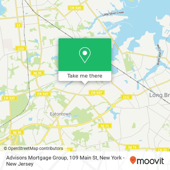 Mapa de Advisors Mortgage Group, 109 Main St