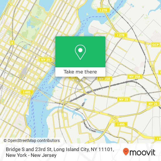 Mapa de Bridge S and 23rd St, Long Island City, NY 11101