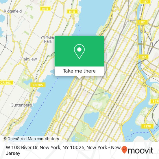 W 108 River Dr, New York, NY 10025 map