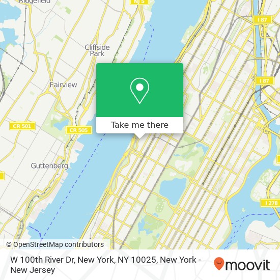 W 100th River Dr, New York, NY 10025 map