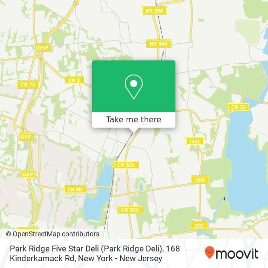 Mapa de Park Ridge Five Star Deli (Park Ridge Deli), 168 Kinderkamack Rd