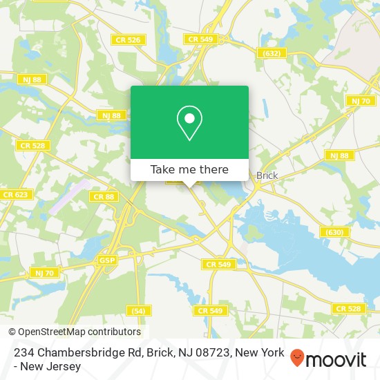 Mapa de 234 Chambersbridge Rd, Brick, NJ 08723