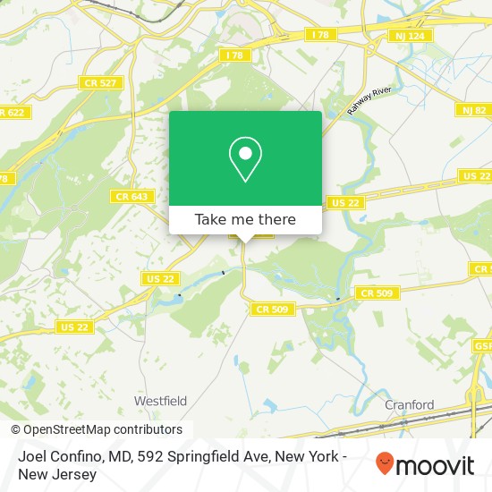 Mapa de Joel Confino, MD, 592 Springfield Ave