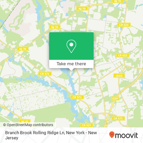 Mapa de Branch Brook Rolling Ridge Ln, Toms River, NJ 08755