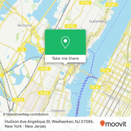 Hudson Ave Angelique St, Weehawken, NJ 07086 map