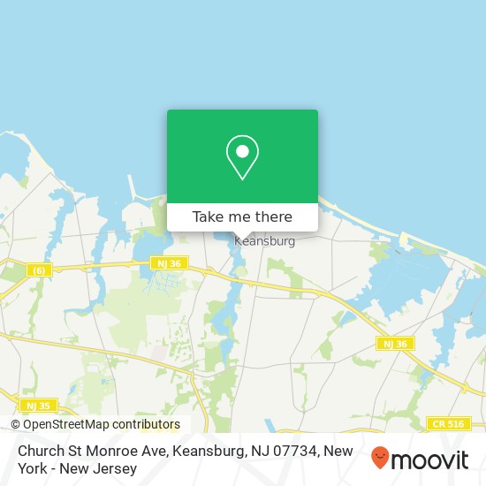 Mapa de Church St Monroe Ave, Keansburg, NJ 07734