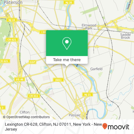 Mapa de Lexington CR-628, Clifton, NJ 07011